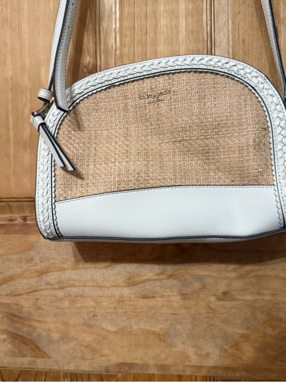 kate spade ‘Reiley’ White and Natural Woven Crossbody - Picture 3 of 10